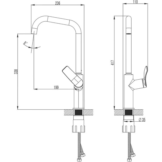 Смеситель для кухни Azario Ability AZ-VQR568073PA, черный, Цвет производителя: чёрный - фото 2
