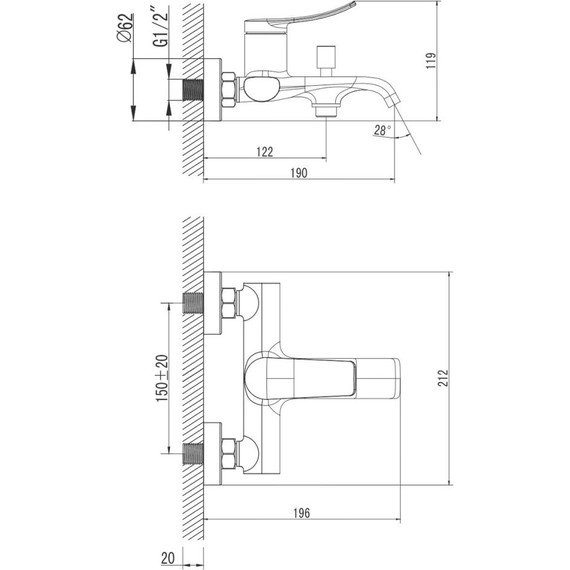 Смеситель для ванны Azario Ability AZ-VRY238331C, Цвет производителя: хром - фото 6