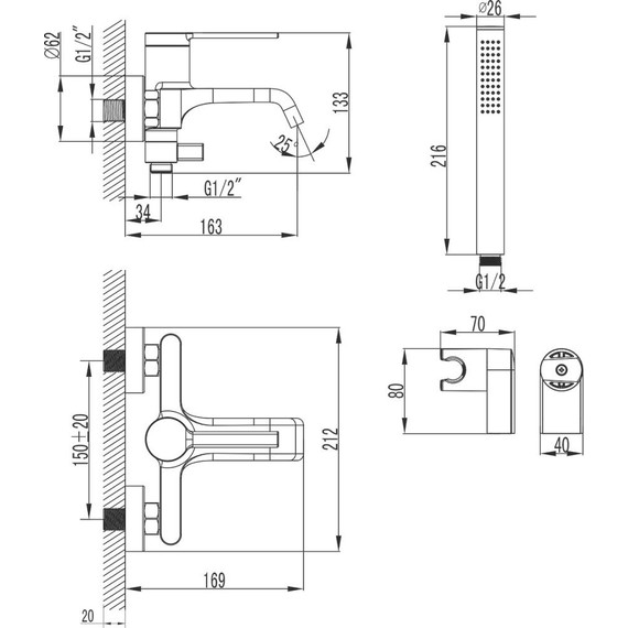 Смеситель для ванны Azario Vincente AZ-VRZ238326PA, черный, Цвет производителя: чёрный - фото 3