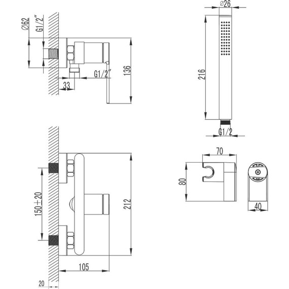 Смеситель для душа Azario Vincente AZ-VRZ338326AJ, графит, Цвет производителя: оружейная сталь - фото 6