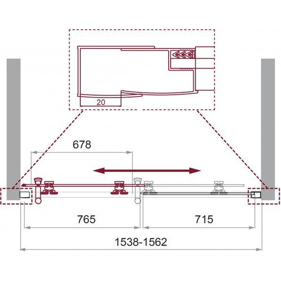 Душевая дверь BelBagno 155 см UNO-195-BF-1-155-C-Cr, хром/прозрачное - фото 6