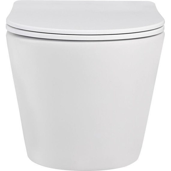 Унитаз подвесной безободковый Abber Bequem AC1102MW с крышкой микролифт, белый матовый, Цвет производителя: белый матовый - фото 3