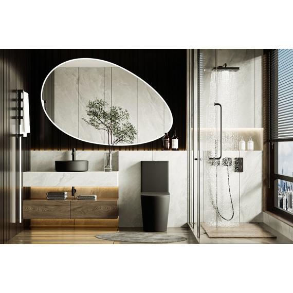 Унитаз-компакт безободковый Abber Bequem AC1112TMB с крышкой микролифт, черный матовый, Цвет производителя: чёрный - фото 3