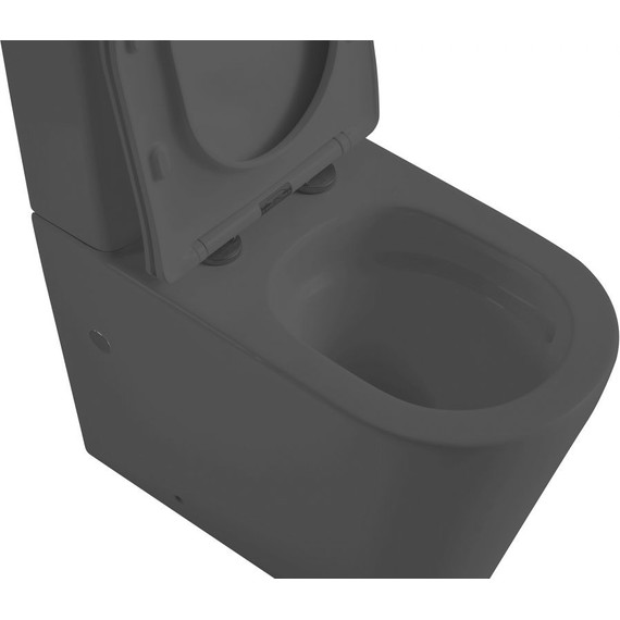 Унитаз-компакт безободковый Abber Bequem AC1112TMB с крышкой микролифт, черный матовый, Цвет производителя: чёрный - фото 10