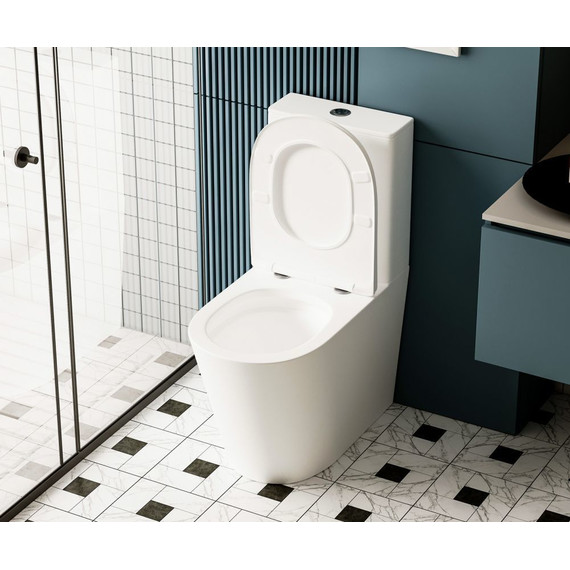 Унитаз-компакт безободковый Abber Bequem AC1112TMW с крышкой микролифт, белый матовый, Цвет производителя: белый матовый - фото 4