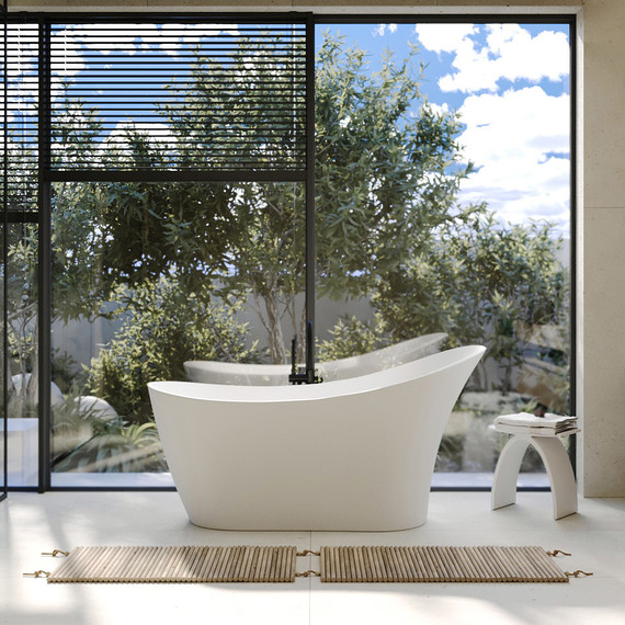 Ванна отдельностоящая Abber Stein 169x75 см AS9618, белый матовый - фото 