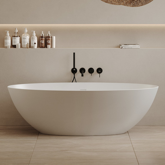 Ванна отдельностоящая Abber Stein 160x75 см AS9625-1.6, белый матовый, Размер - мм: 1600х750 - фото 