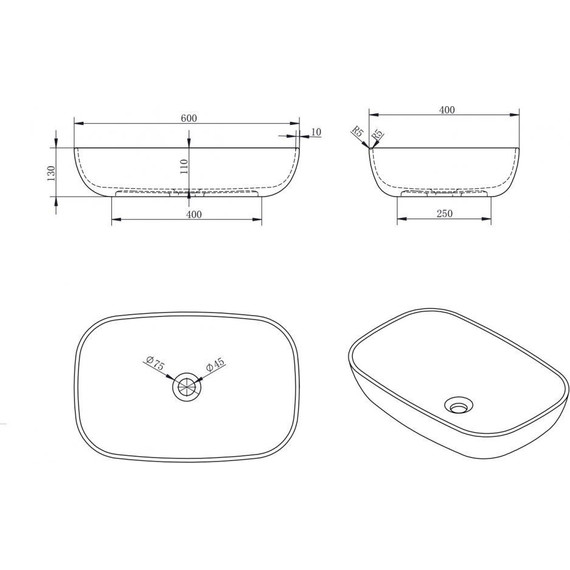 Раковина-чаша Abber Stein 60 см AS2620, белый матовый - фото 4