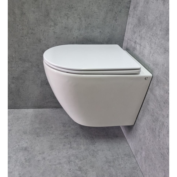 Унитаз подвесной CeramaLux Rimless TR2196 с крышкой микролифт (Система смыва торнадо) - фото 7