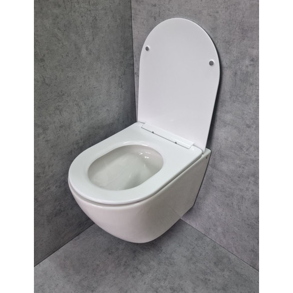 Унитаз подвесной CeramaLux Rimless TR2196 с крышкой микролифт (Система смыва торнадо) - фото 8