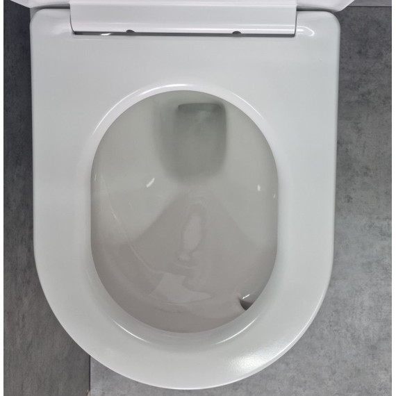 Унитаз подвесной CeramaLux Rimless TR5178 с крышкой микролифт (Система смыва торнадо), Цвет производителя: белый - фото 7