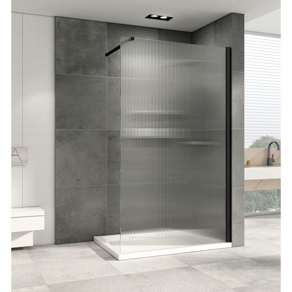 Душевая перегородка Abber Immer Offen 90 см AG61091R8 (стекло 8 мм), черный/рифленое - фото 2