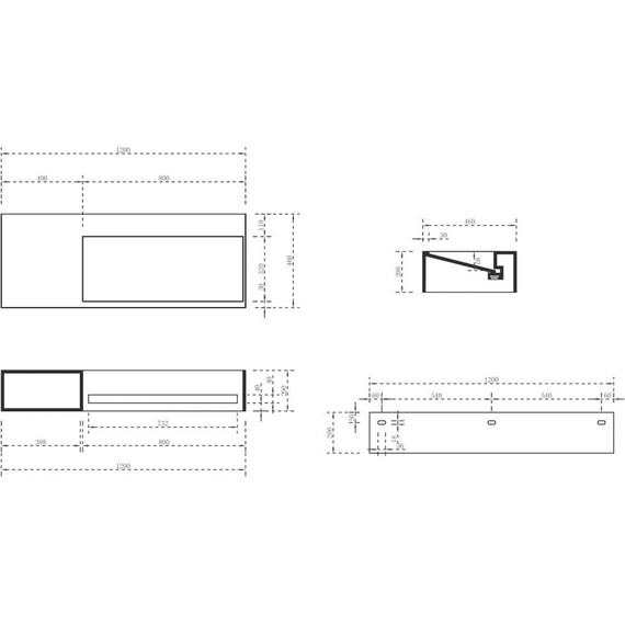 Раковина подвесная Abber Stein 120 см AS2640-1.2 L, белый матовый - фото 6