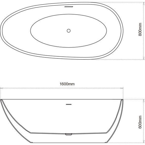 Ванна отдельностоящая Grossman Fly 160x80 см GR-1103M, белый матовый, Размер - мм: 1600х800 - фото 7