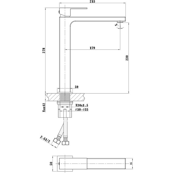 Смеситель для раковины высокий Vincea Cube VBF-1C02MB, черный - фото 3