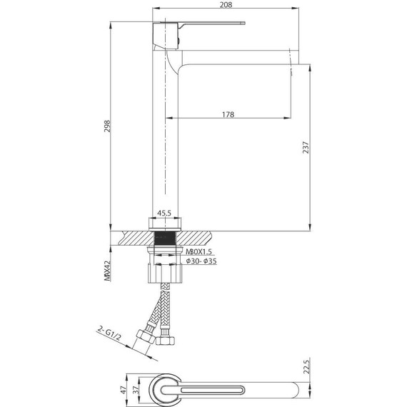 Смеситель для раковины высокий Vincea Rondo VBF-1R2GM, вороненая сталь - фото 3