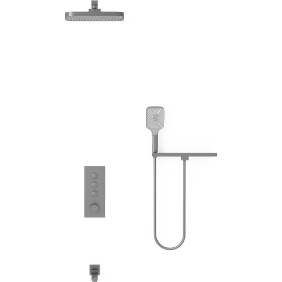 Душевая система для ванны с термостатом Vincea VSFW-431T1RGM, вороненая сталь - фото 2