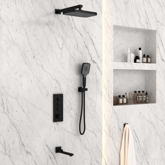 Душевая система для ванны с термостатом Vincea VSFW-433T1MB, черный - фото 2