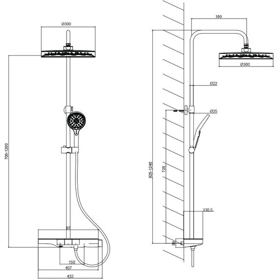 Душевая стойка с термостатом Vincea Inspire VSFS-3I12TMB, черный - фото 7