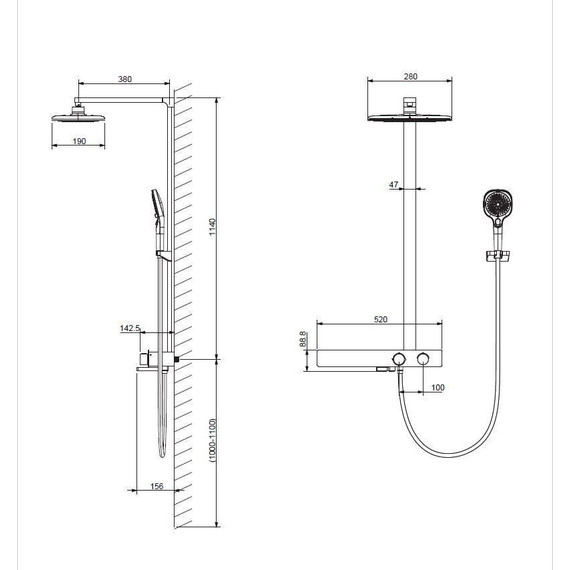 Душевая стойка с термостатом Vincea Inspire VSFS-3I13TMB, черный - фото 7