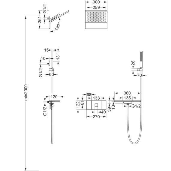 Душевая система для ванны с термостатом Vincea Futura VSFW-2F11TCH - фото 3