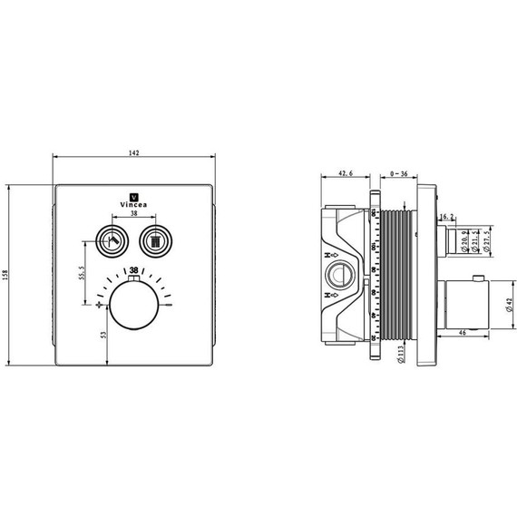 Душевая система для душа с термостатом Vincea Inspire VSFW-3I21T1GM, вороненая сталь - фото 10