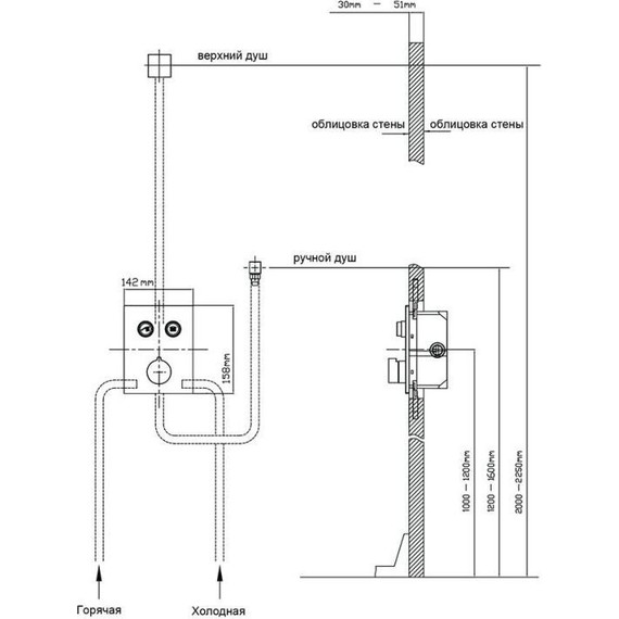 Душевая система для душа с термостатом Vincea Inspire VSFW-3I21T2GM, вороненая сталь - фото 16