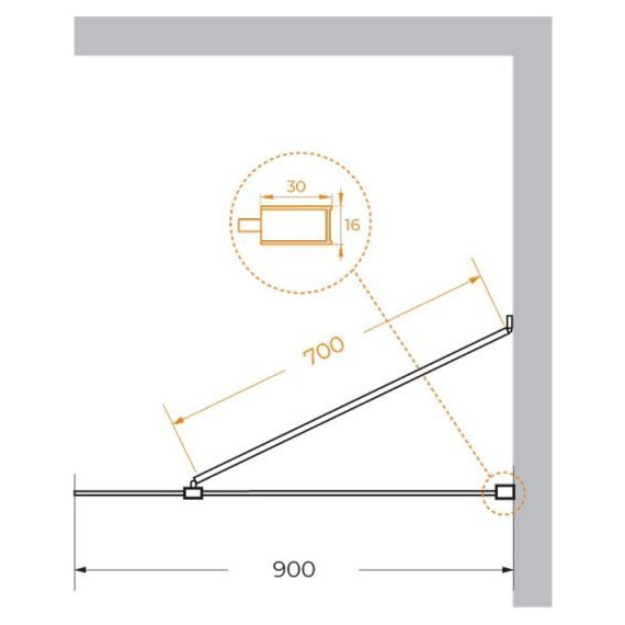 Душевая перегородка Cezares 90 см LIBERTA-L-1-TB-90-C-NERO (стекло 8 мм) черный/прозрачное - фото 5