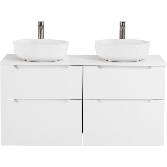 Тумба подвесная со столешницей BelBagno Etna 120 см ETNA-H60-600-2C-SO-BL-P+EK-120-2-BL, Цвет фасада: Bianco Lucido - фото 
