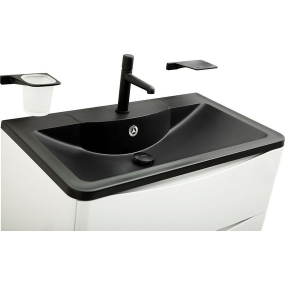 Тумба подвесная с раковиной BelBagno ACQUA-1000-2C-SO-BL 100 см, Bianco Lucido (раковина BB1000/455-LV-ART-ALR-NERO), Цвет фасада: Bianco Lucido Nero - фото 12