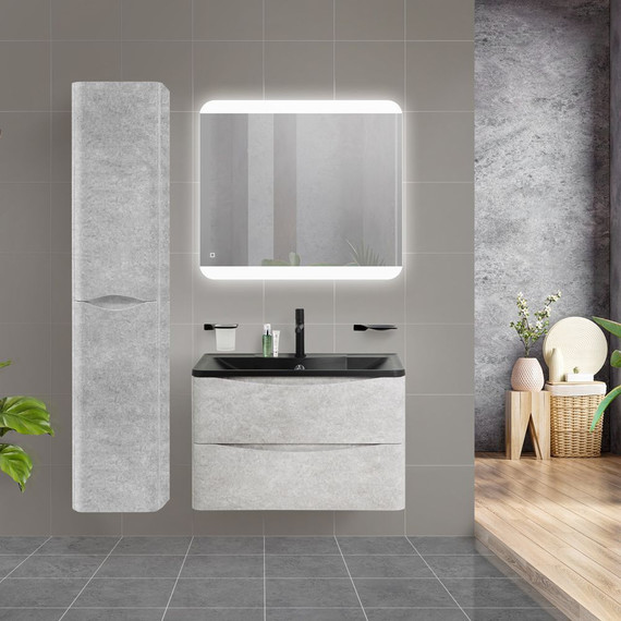 Тумба подвесная с раковиной BelBagno ACQUA-1000-2C-SO-CVG 100 см, Cemento Verona Grigio (раковина BB1000/455-LV-ART-ALR-NERO), Цвет фасада: Cemento Verona Grigio Nero - фото 2