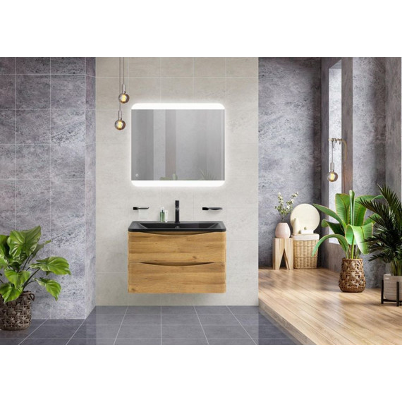 Тумба подвесная с раковиной BelBagno ACQUA-1000-2C-SO-RR 100 см, Rovere Rustico (раковина BB1000/455-LV-ART-ALR-NERO), Цвет фасада: Rovere Rustico Nero - фото 2