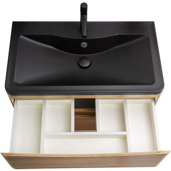 Тумба подвесная с раковиной BelBagno ACQUA-1000-2C-SO-RR 100 см, Rovere Rustico (раковина BB1000/455-LV-ART-ALR-NERO), Цвет фасада: Rovere Rustico Nero - фото 5