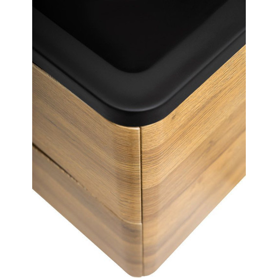 Тумба подвесная с раковиной BelBagno ACQUA-1000-2C-SO-RR 100 см, Rovere Rustico (раковина BB1000/455-LV-ART-ALR-NERO), Цвет фасада: Rovere Rustico Nero - фото 7