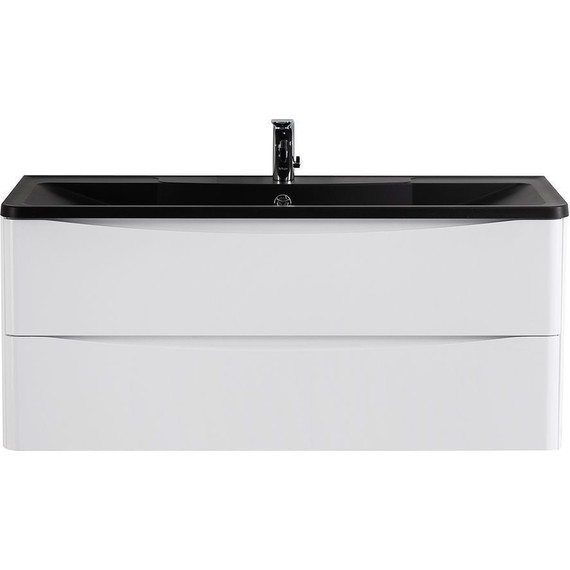 Тумба подвесная с раковиной BelBagno ACQUA-1200-2C-SO-BL 120 см, Bianco Lucido (раковина BB1200/455-LV-ART-ALR-NERO), Цвет фасада: Bianco Lucido Nero - фото 