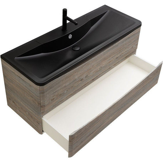Тумба подвесная с раковиной BelBagno ACQUA-1200-2C-SO-PS 120 см, Pino Scania (раковина BB1200/455-LV-ART-ALR-NERO), Цвет фасада: Pino Scania Nero - фото 4