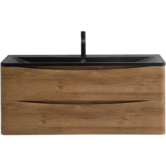 Тумба подвесная с раковиной BelBagno ACQUA-1200-2C-SO-RR 120 см, Rovere Rustico (раковина BB1200/455-LV-ART-ALR-NERO), Цвет фасада: Rovere Rustico Nero - фото 