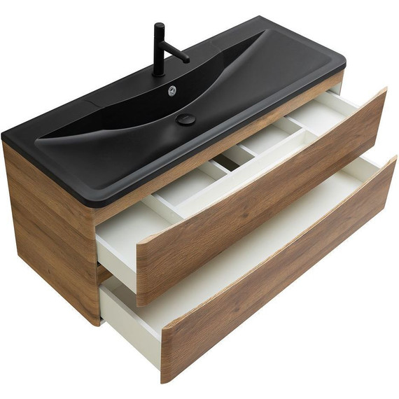 Тумба подвесная с раковиной BelBagno ACQUA-1200-2C-SO-RR 120 см, Rovere Rustico (раковина BB1200/455-LV-ART-ALR-NERO), Цвет фасада: Rovere Rustico Nero - фото 10