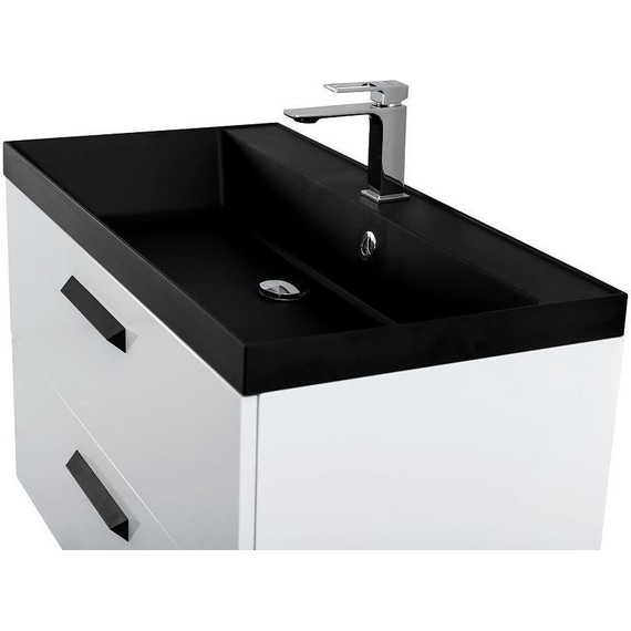 Тумба подвесная с раковиной BelBagno AURORA-800-2C-SO-BL 80 см, Bianco Lucido (раковина BB800/450-LV-ART-AST-NERO), Цвет фасада: Bianco Lucido Nero - фото 10