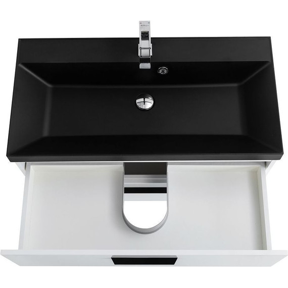 Тумба подвесная с раковиной BelBagno AURORA-800-2C-SO-BL 80 см, Bianco Lucido (раковина BB800/450-LV-ART-AST-NERO), Цвет фасада: Bianco Lucido Nero - фото 5