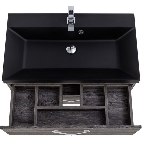 Тумба подвесная с раковиной BelBagno AURORA-800-2C-SO-PP 80 см, Pino Pasadena (раковина BB800/450-LV-ART-AST-NERO), Цвет фасада: Pino Pasadena Nero - фото 5