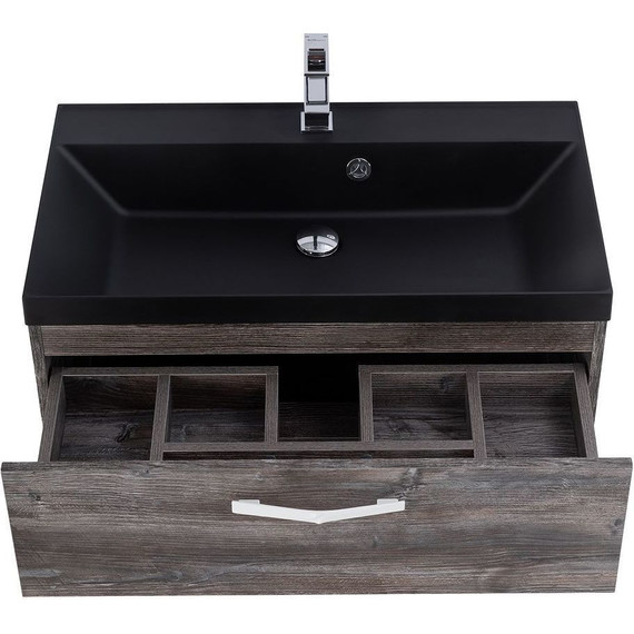 Тумба подвесная с раковиной BelBagno AURORA-800-2C-SO-PP 80 см, Pino Pasadena (раковина BB800/450-LV-ART-AST-NERO), Цвет фасада: Pino Pasadena Nero - фото 8