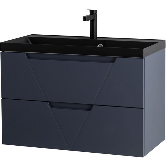 Тумба подвесная с раковиной BelBagno VITTORIA-800-2C-SO-GO-P 80 см, Grigio Opaco (раковина BB800/450-LV-ART-AST-NERO) - фото 3