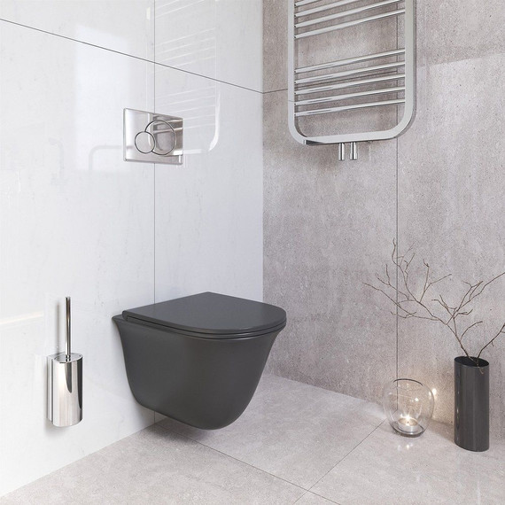 Унитаз подвесной безободковый Grossman Color GR-4412BMS с крышкой микролифт, черный, Цвет производителя: чёрный - фото 2