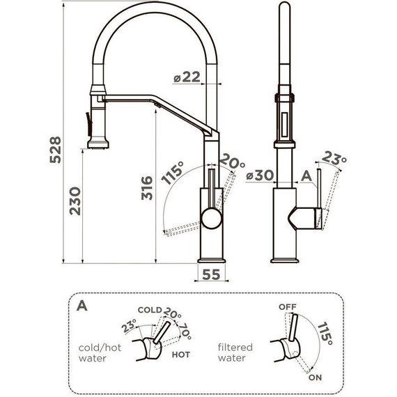 Смеситель для кухни Omoikiri Makkari 2 Plus-SB GB-BL 4994495, графит - фото 2