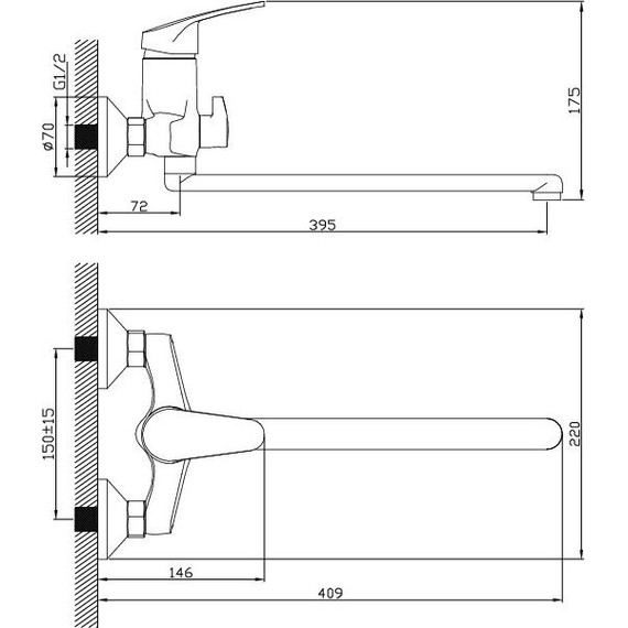 Смеситель для ванны Diadonna D80-222124 с душевым гарнитуром - фото 2