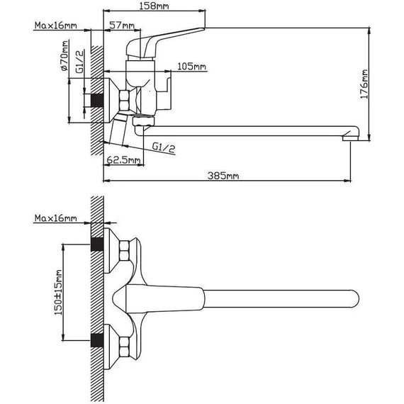 Смеситель для ванны Diadonna D80-222141 с душевым гарнитуром, Цвет производителя: хром - фото 9