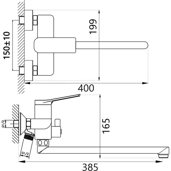 Смеситель для ванны Haiba HB22816-3, графит - фото 3