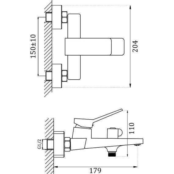 Смеситель для ванны Haiba HB60818-7, чёрный матовый - фото 3