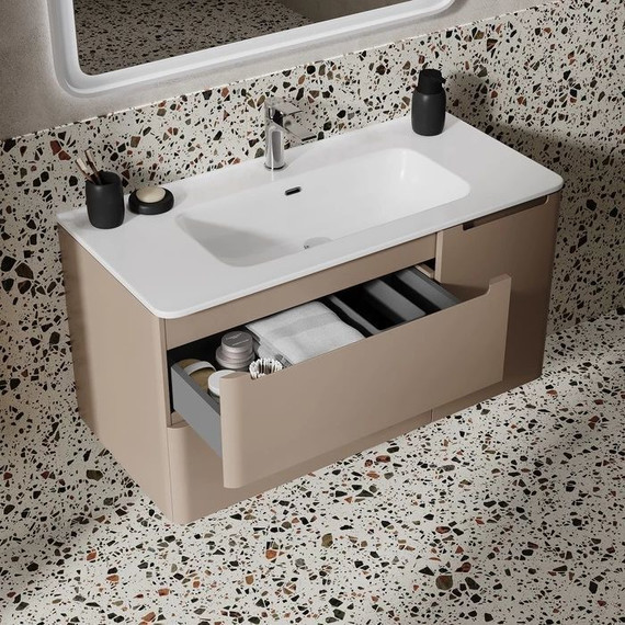 Тумба подвесная с раковиной Iddis Edifice 100 см EDI10C0i95K, капучино - фото 7